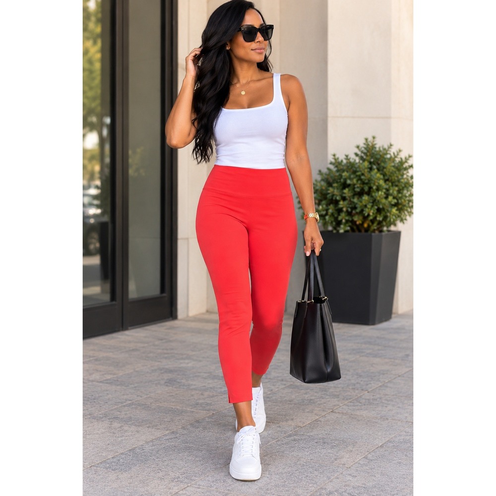 Lyssรฉ The Skinny Women's Red Cropped Leggings Pants Size Large NWT